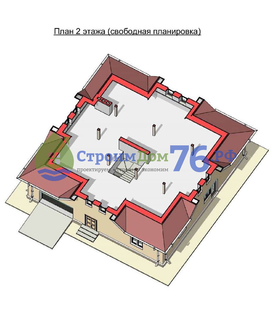 Проект каменного двухэтажного дома из газоблока в Ярославле